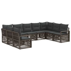vidaXL Tuinbankenset 9 st Grijs poly rattan