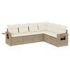 vidaXL 6-delige Loungeset met kussens poly rattan beige