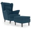 vidaXL Fauteuil met voetenbank fluweel blauw