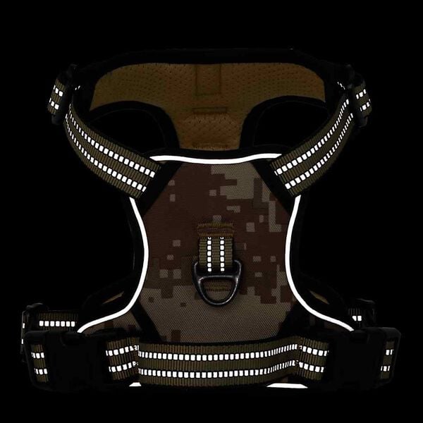 vidaXL Hondentuigje reflecterende strips verstelbaar L camouflagebruin