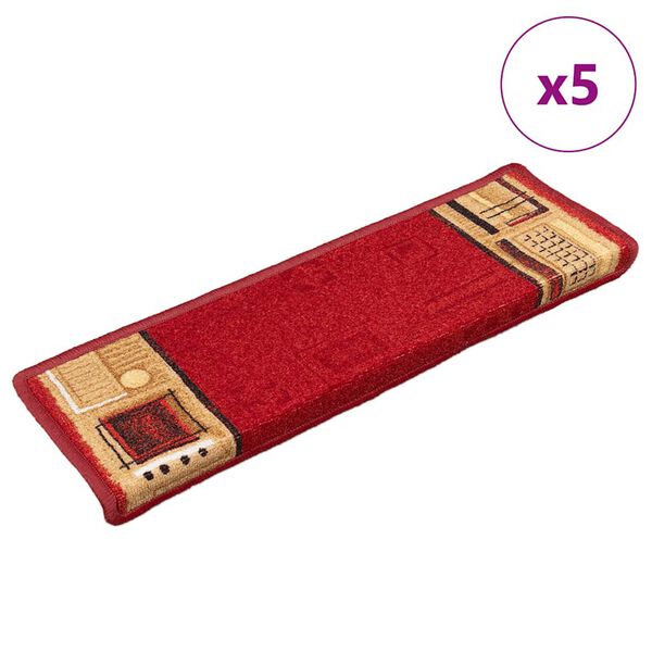 vidaXL Trapmatten zelfklevend 5 st 65x21x4 cm rood