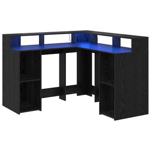 vidaXL Bureau Zwart Eiken Bewerkt hout 130 x 130 x 91 cm