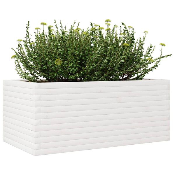 vidaXL Plantenbak 110x60x46 cm massief grenenhout wit