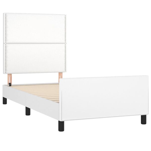 vidaXL Bedframe met hoofdbord kunstleer wit 90x190 cm