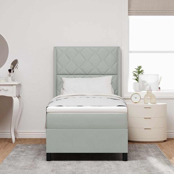 vidaXL Boxspringbed met matras Lichtgrijs 90 x 190 cm Fluweel