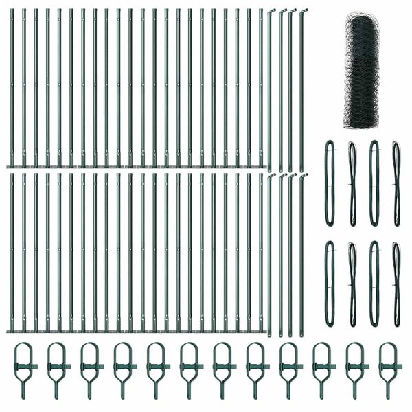 vidaXL Afrasteringspaal Groen 100 x 0,6 m (36 mm gaas) Staal en PVC