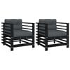 vidaXL Tuinstoelen 2 st met kussens massief grenenhout zwart