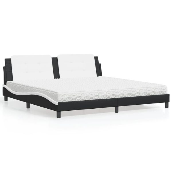 vidaXL Bed met matras "Zadar" kunstleer zwart en wit 200x200 cm