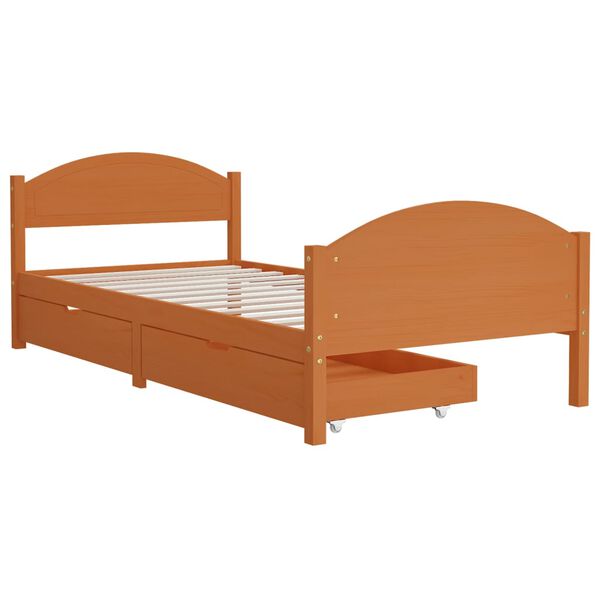 vidaXL Bedframe met 2 lades massief grenenhout honingbruin 100x200 cm