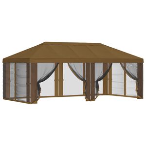 vidaXL Gazebo Hoes met Zijwanden Taupe 600,5 x 300,5 cm Polyester