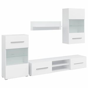 vidaXL Muurvitrine tv-meubel met LED-verlichting wit 5-delig