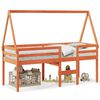 vidaXL Hoogslaper met dak massief grenenhout wasbruin 90x200 cm