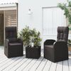 vidaXL 3-delige Loungeset poly rattan en staal zwart