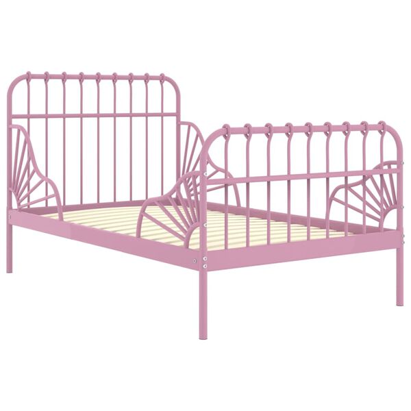 vidaXL Bedframe verlengbaar metaal roze 80x130/200 cm