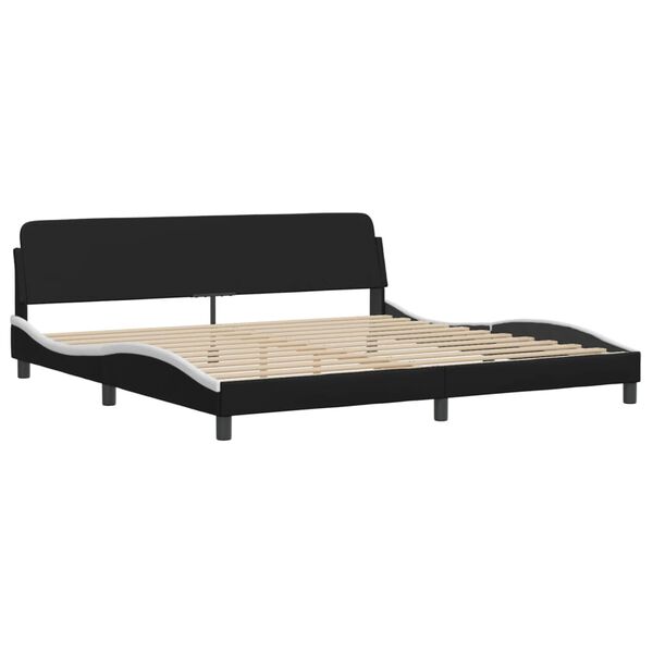 vidaXL Bed met matras "Hvar" kunstleer zwart en wit 200x200 cm
