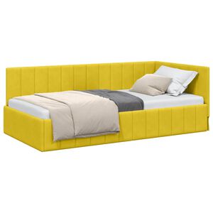vidaXL Hoekbedframe met hoofdeinde Geel 100 cm x 200 cm Fluweel