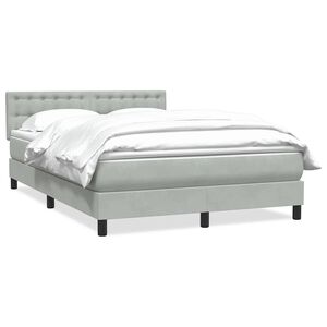 vidaXL Boxspring met matras fluweel lichtgrijs 140x210 cm
