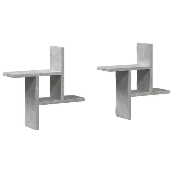 vidaXL Wandschappen 2 st 38x12x38 cm bewerkt hout betongrijs