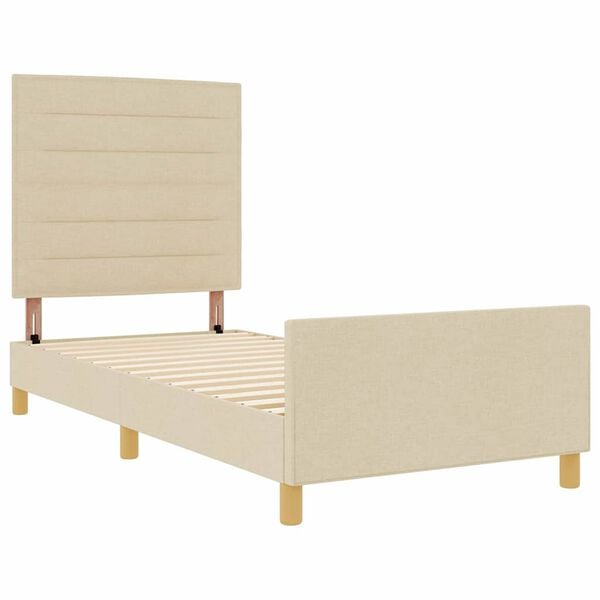 vidaXL Bedframe met hoofdeinde Cr&egrave;me 100 x 200 cm Stof