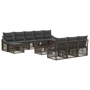 vidaXL Tuinbankenset 11 st Grijs poly rattan