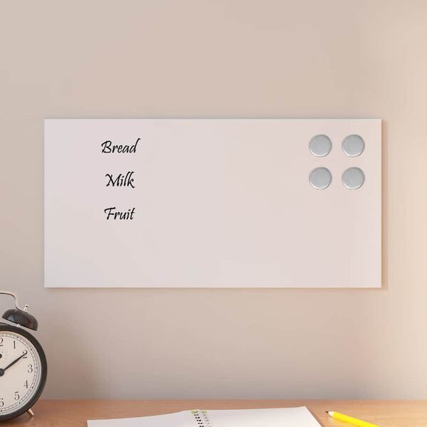 vidaXL Magneetbord voor aan de wand 40x20 cm gehard glas wit