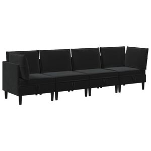 vidaXL Woonkamer Meubelset met kussen met opslag 4 pcs Zwart Fluweel