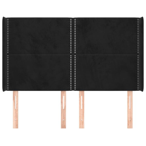 vidaXL Hoofdbord met randen 147x16x118/128 cm fluweel zwart