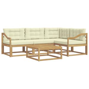 vidaXL Buiten bankenset 5 st Wit en cr&egrave;mekleurig Polyester