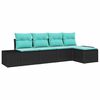 vidaXL Tuin Sofa Set 5 st Zwart en Turquoise poly rattan