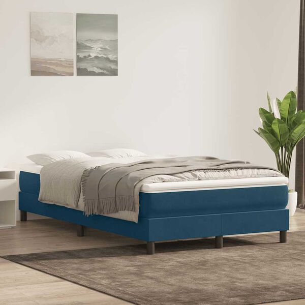 vidaXL Boxspring zonder matras fluweel donkerblauw 120x220 cm