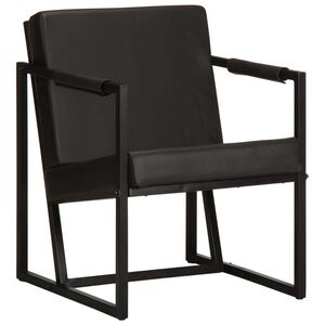 vidaXL Fauteuil echt leer zwart