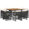 vidaXL 9-delige Tuinset poly rattan zwart