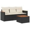 vidaXL 4-delige Loungeset met kussens poly rattan zwart