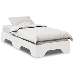 vidaXL Bedframe zonder matras stapelbaar 90x190 cm massief hout wit