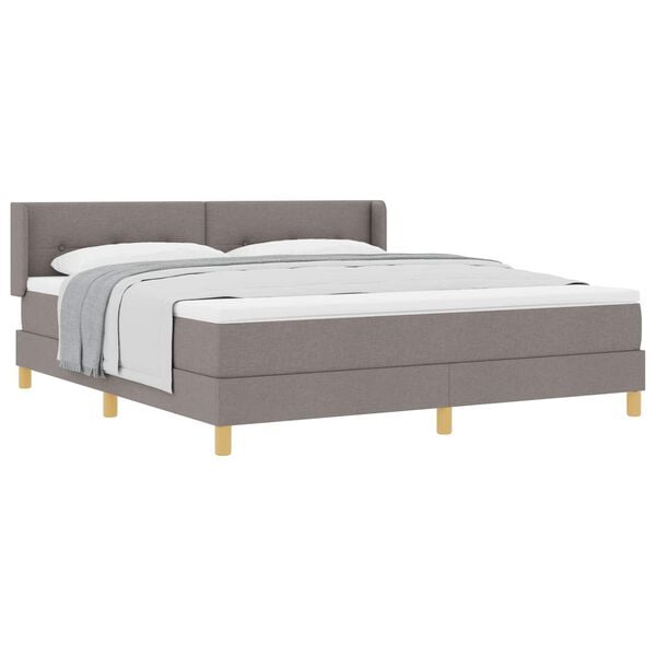vidaXL Boxspringbed met matras met hoofdeinde Taupe 180 x 200 cm Stof