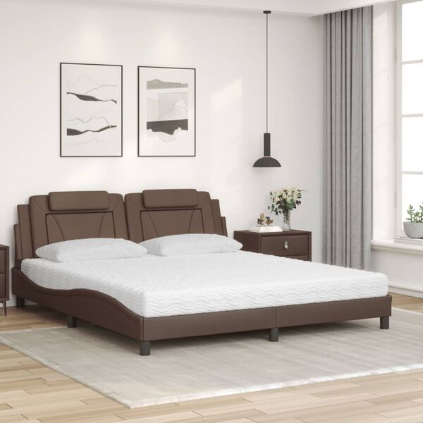vidaXL Bed "Viana" met matras kunstleer bruin 180x200 cm