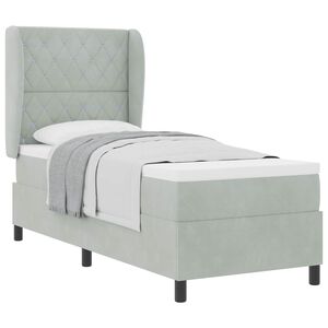 vidaXL Boxspringbed met hoofdeinde Lichtgrijs 200 x 80 cm Fluweel