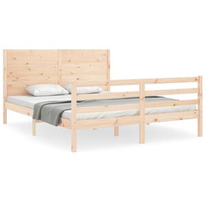 vidaXL Bedframe met hoofdbord massief hout 160x200 cm