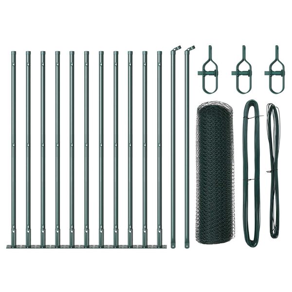 vidaXL Afrasteringspaal Groen 25 x 0,4 m (13 mm gaas) Staal en PVC