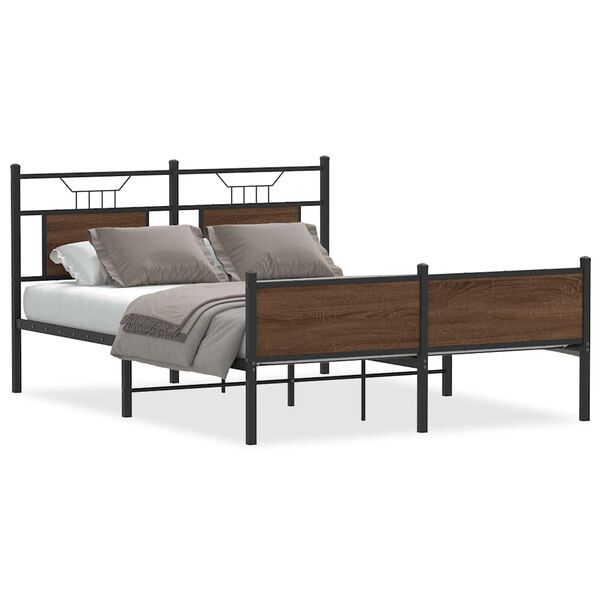 vidaXL Bedframe zonder matras bewerkt hout bruin eikenkleur 137x190 cm