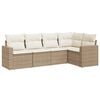 vidaXL 5-delige Loungeset met kussens poly rattan beige
