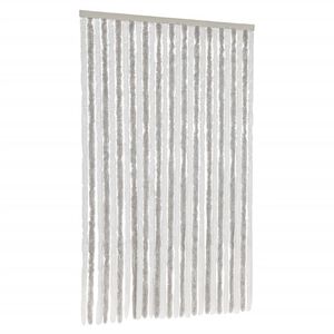 vidaXL Vliegengordijn 118x220 cm chenille lichtgrijs en wit