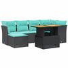 vidaXL 7-delige Loungeset met kussens poly rattan acacia zwart