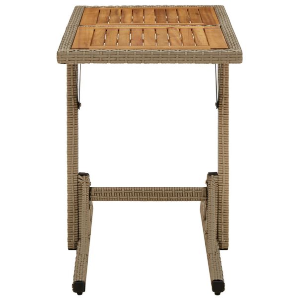 vidaXL Tuintafel massief acaciahout en poly rattan beige