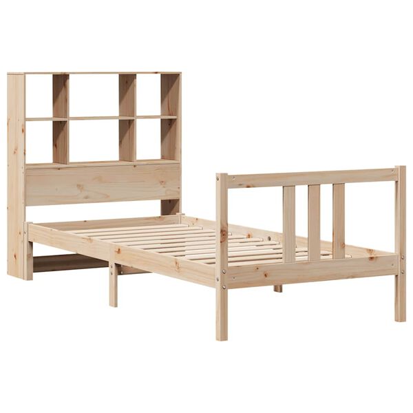 vidaXL Bed met boekenkast zonder matras massief grenenhout 90x190 cm