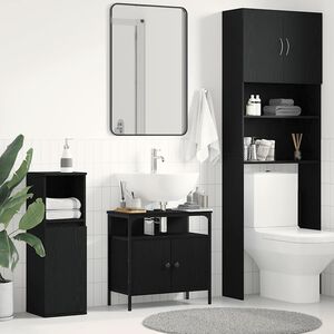vidaXL Wastafelkast 60x30x60 cm spaanplaat zwart eikenkleurig