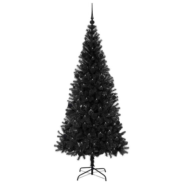 vidaXL Kerstboom met 300 LED met standaard Zwart 210 cm PVC