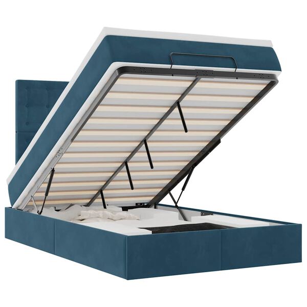 vidaXL Ottoman bed met matrassen 120x200cm fluweel donkerblauw