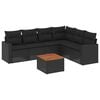 vidaXL 7-delige Loungeset met kussens poly rattan zwart