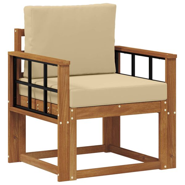 vidaXL Tuinbank Massief Acaciahout en Polyester Naturel